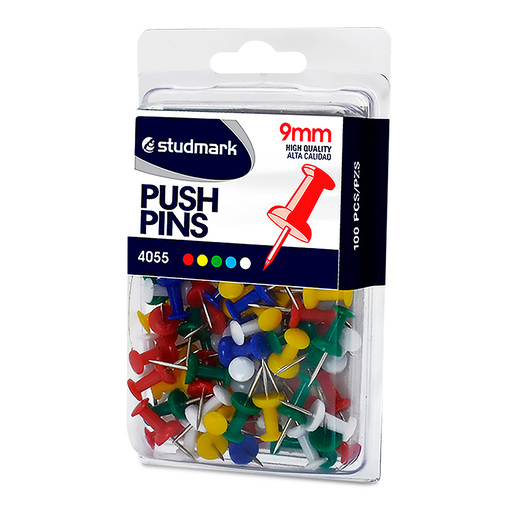 CHINCHETAS COLOR SOLIDO (PUSH PINS) 100U