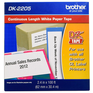 CINTA CONTINUA BROTHER 2.4"""X100 PIES, NEGRO/BLANCO CINTA CONTINUA BROTHER 2.4"""X100 PIES, NEGRO/BLANCO