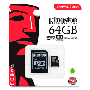 MICRO SDXC KINGSTON 64GB CANVAS SELECT 80R CL10