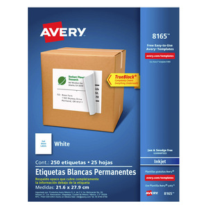 ETIQUETA BLANCA PERMANENTE INKJET 21.6 CM X 27.9 CM PAQ 25 ETIQUETA BLANCA PERMANENTE INKJET 21.6 CM X 27.9 CM PAQ 25