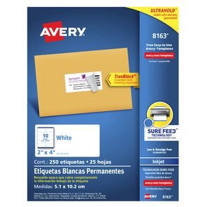 ETIQUETA BLANCA PERMANENTE INKJET 5.1 CM X 10.2 CM PAQ 250 ETIQUETA BLANCA PERMANENTE INKJET 5.1 CM X 10.2 CM PAQ 250