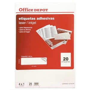 ETIQUETA ADHESIVA LASER INKJET 4 X 1 PULG  25 HOJAS 500 ETIQUETAS ETIQUETA ADHESIVA LASER INKJET 4 X 1 PULG  25 HOJAS 500 ETIQUETAS