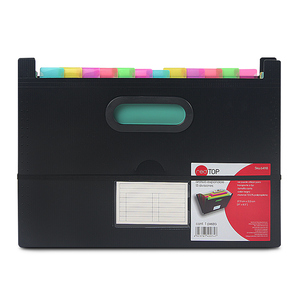 ARCHIVERO EXPANDIBLE 13 DIVISIONES TCARTA  DE COLORES SIN TAPA P/ESCRITORIO COLOR NEGRO ARCHIVERO EXPANDIBLE 13 DIVISIONES TCARTA  DE COLORES SIN TAPA P/ESCRITORIO COLOR NEGRO