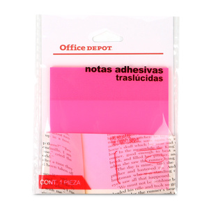 NOTAS ADHESIVAS OFFICE DEPOT TRANSPARENTES ROSA 50H NOTAS ADHESIVAS OFFICE DEPOT TRANSPARENTES ROSA 50H