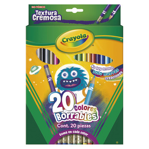 LAPICES DE COLORES CRAYOLA BORRABLES ESTUCHE C/20 LAPICES DE COLORES CRAYOLA BORRABLES ESTUCHE C/20