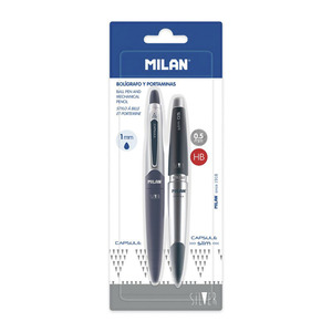 BOLIGRAFO+PORTAMINA CAPSULE SILVER AZUL (AZUL, MINA 0.5MM) BOLIGRAFO+PORTAMINA CAPSULE SILVER AZUL (AZUL, MINA 0.5MM)
