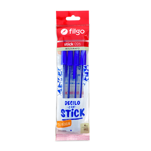 BOLIGRAFO FILGO STICK 1.0MM AZUL 4U BOLIGRAFO FILGO STICK 1.0MM AZUL 4U