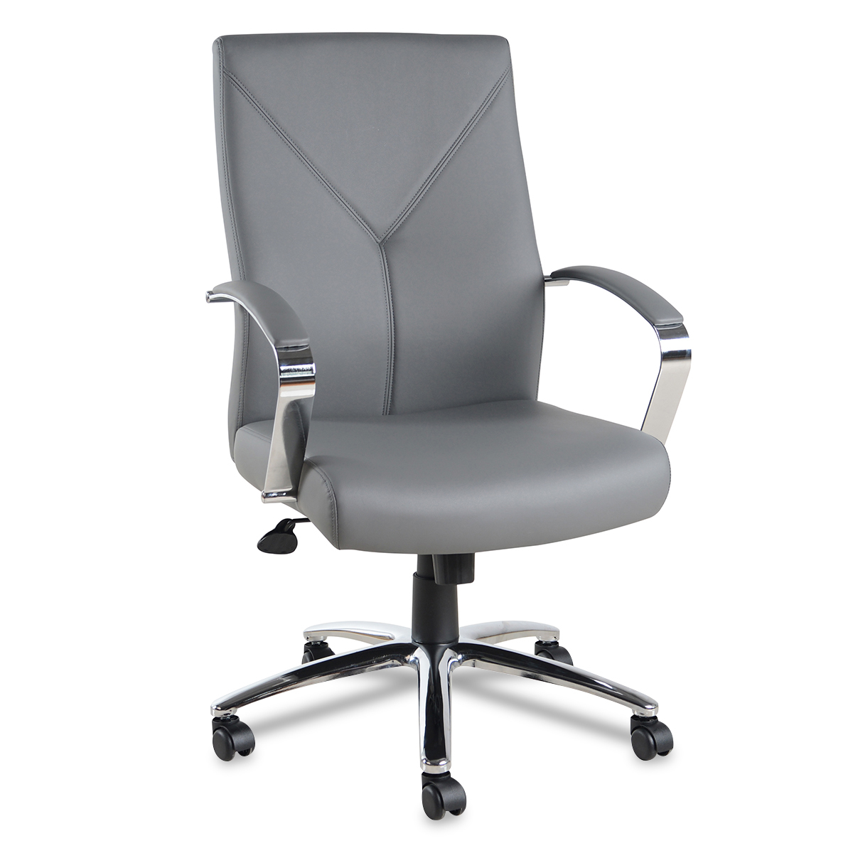 SILLA DE PIEL EJECUTIVA (COLOR GRIS)