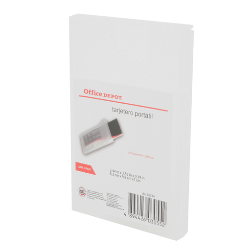 TARJETERO PORTATIL DE PLASTICO TRANSPARENTE 2.44X3.85X0.39IN