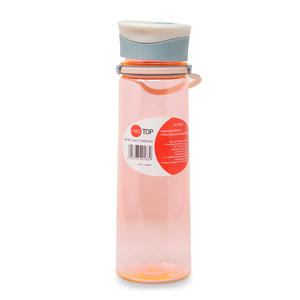 BOTELLA PARA AGUA DE 750ML C/TAPA BICOLOR Y LIGA PARA CARGAR ROSA Y VERDE (MENTA)