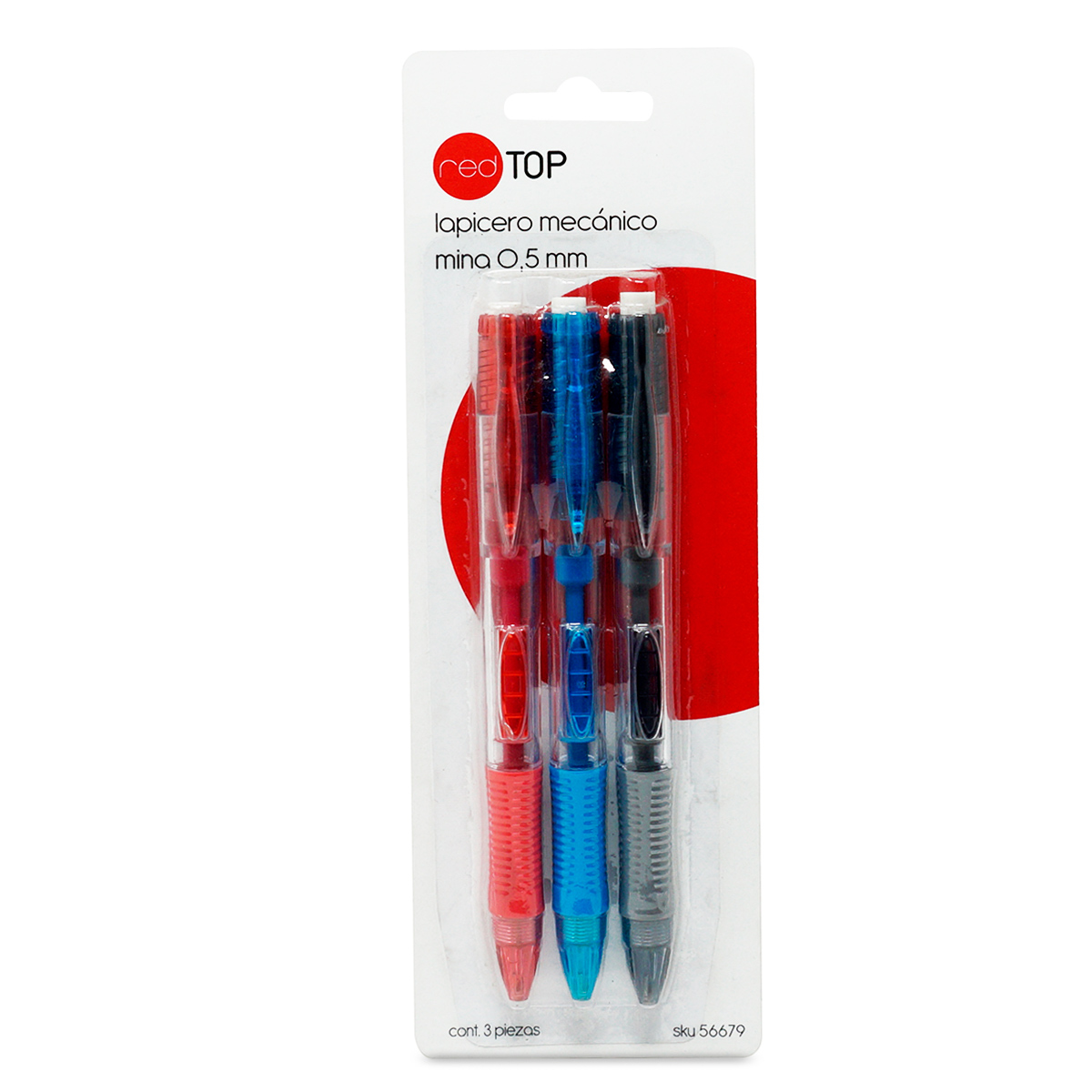 PORTAMINAS 0.5MM EMPUJE LATERAL CON GOMA RETRACTIL B/3