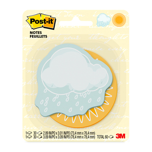 NOTAS ADHESIVAS POST IT TROQUELADO SOL LLUVIA 2U NOTAS ADHESIVAS POST IT TROQUELADO SOL LLUVIA 2U