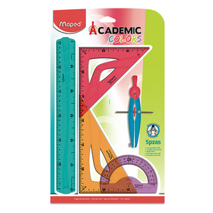 JUEGO DE GEOMETRIA MAPED 5 PIEZAS MULTICOLOR JUEGO DE GEOMETRIA MAPED 5 PIEZAS MULTICOLOR
