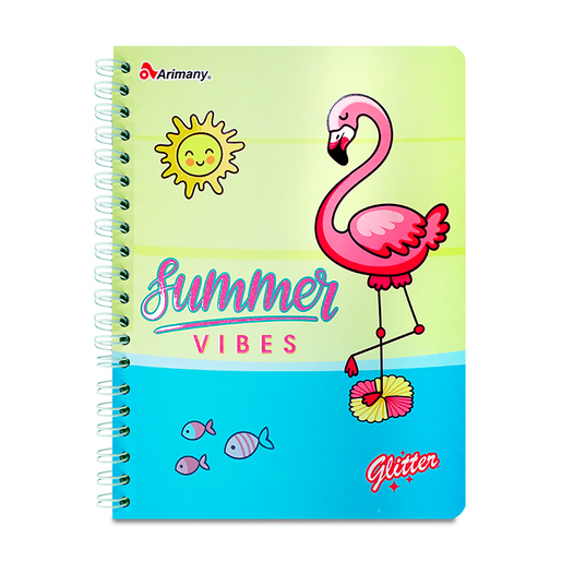 CUADERNO ESPIRAL ARIMANY GLITTER CUADROS 100H (SEMI DURA)