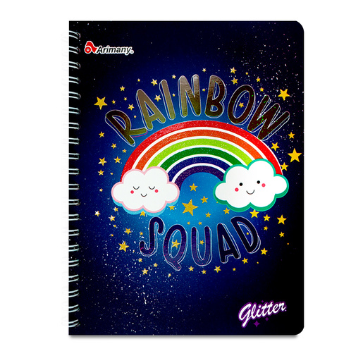 CUADERNO ESPIRAL ARIMANY GLITTER CUADROS 100H (SEMI DURA)