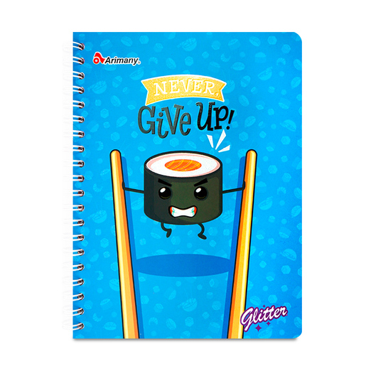 CUADERNO ESPIRAL ARIMANY GLITTER CUADROS 100H (SEMI DURA)