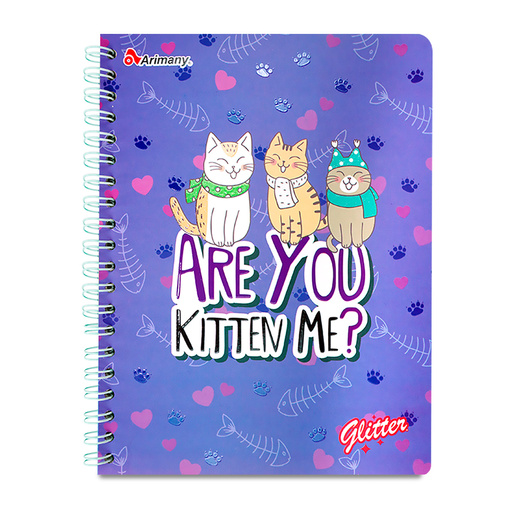 CUADERNO ESPIRAL ARIMANY GLITTER LINEAS 100H (SEMI DURA)
