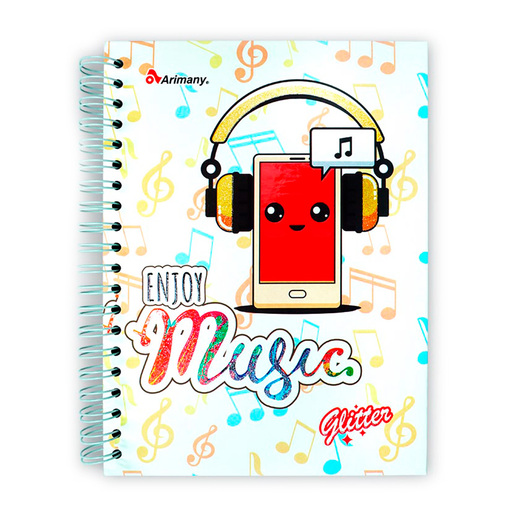 CUADERNO ESPIRAL ARIMANY GLITTER MULTIMATERIA 180H (DURA)