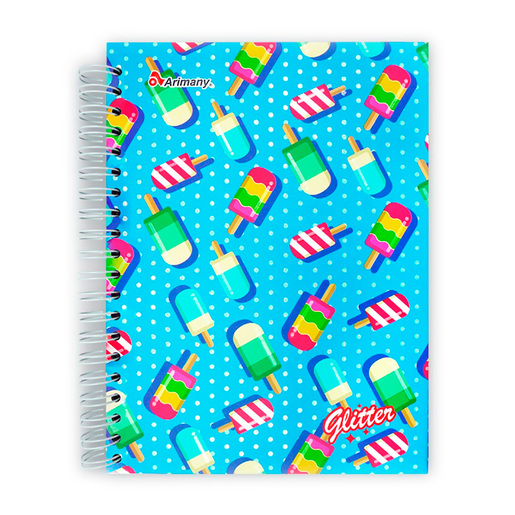 CUADERNO ESPIRAL ARIMANY GLITTER MULTIMATERIA 180H (DURA)