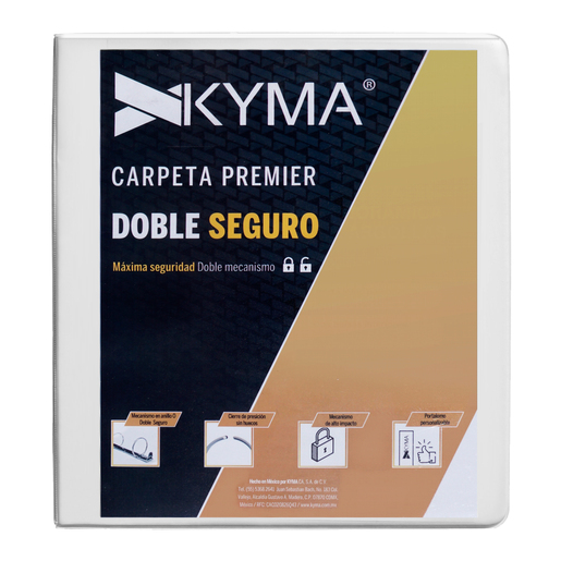 CARPETA 1.5 P. BLANCA KYMA (BRILLANTE, 2LOCK, ARILLO O)