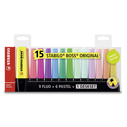 RESALTADOR STABILO BOSS 15U (COLORES ORIGINAL + PASTEL)