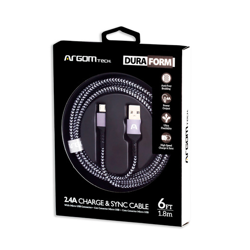 CABLE ARGOM MICRO USB BLACK NYLON