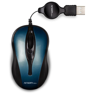 MOUSE USB OPTICO RETRACTIL AZUL