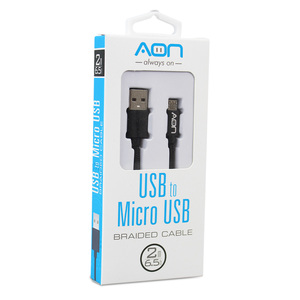 CABLE USB A MICRO 2 MTS NEGRO MARCA AON