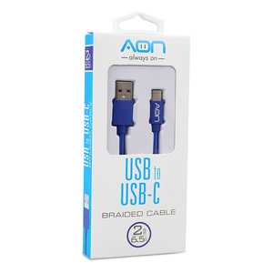 CABLE USB A TIPO C 2MTS AZUL MARCA AON