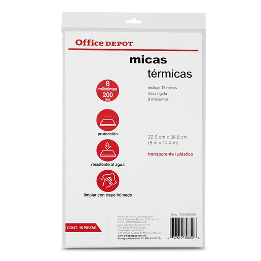 MICA OFFICE DEPOT LEGAL 15U 8 MILESIMAS, RIGIDA