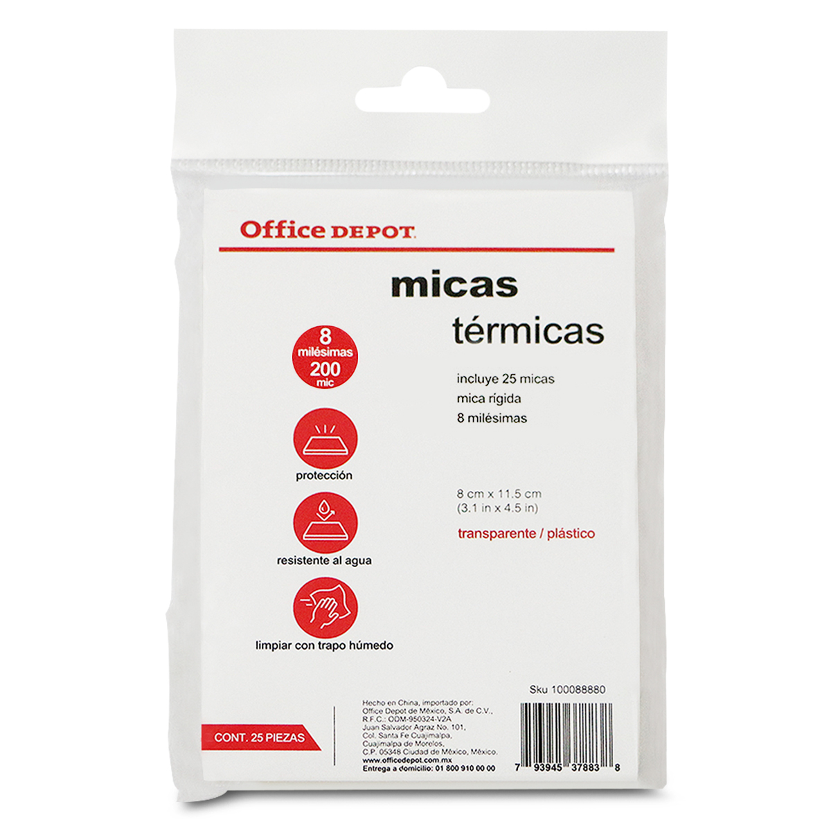 MICA OFFICE DEPOT CARNET 25U 8 MILESIMAS, RIGIDA