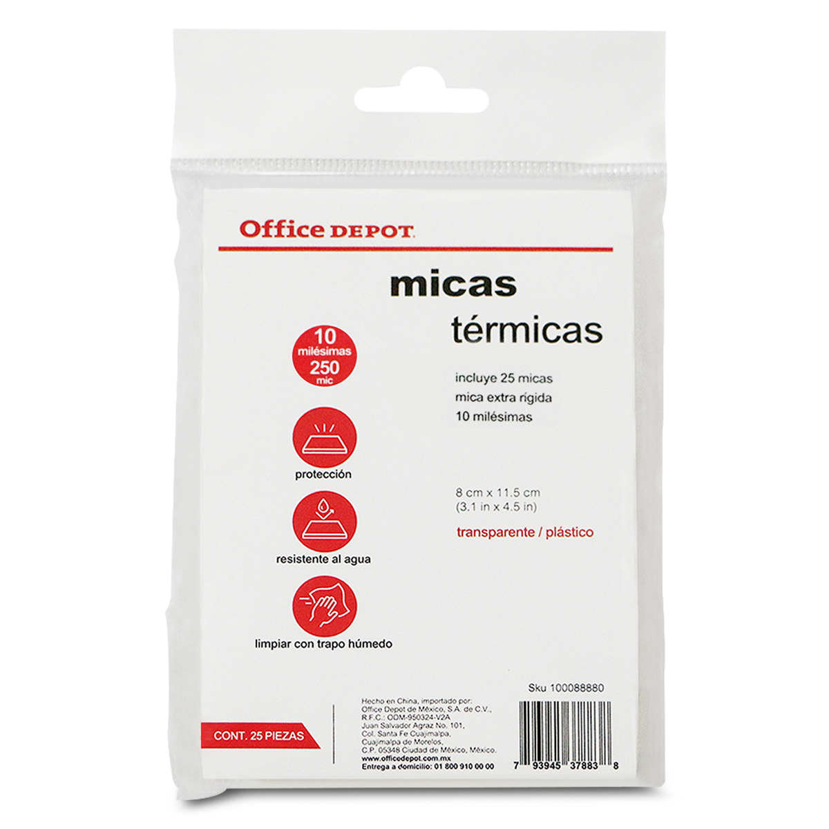 MICA OFFICE DEPOT CANET 25U 10 MILESIMAS, RIGIDA