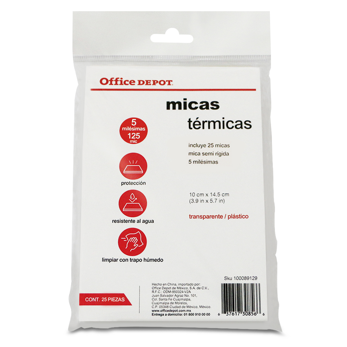 MICA OFFICE DEPOT LEGAL 25U 5 MILESIMAS, SEMI RIGIDA