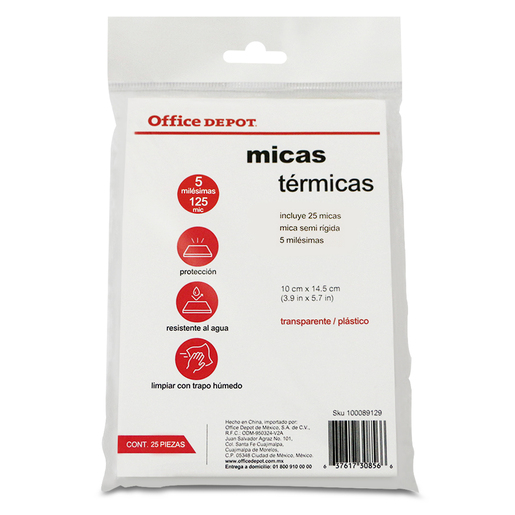MICA OFFICE DEPOT LEGAL 25U 5 MILESIMAS, SEMI RIGIDA