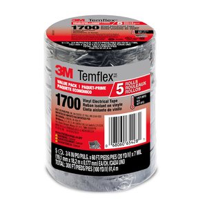 CINTA DE AISLAR TEMFELX NEGRO 3/4""" X 60 PIES 5U