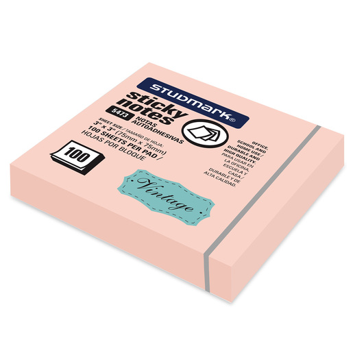 NOTAS ADHESIVAS VINTAGE STUDMARK 3 X 3P 100H SALMON