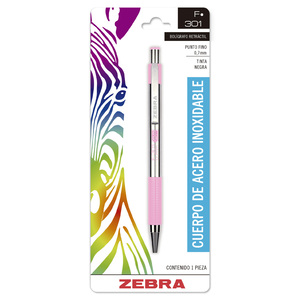 BOLIGRAFO ZEBRA F-301 ROSA 1U (TINTA NEGRA BASE