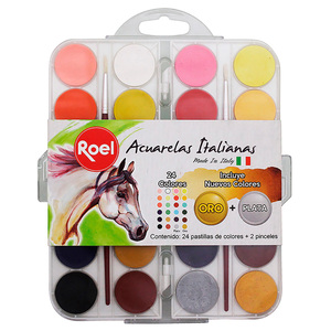ACUARELA ROEL EFECTO MATE  ORO Y PLATA  12 U (30MM) ACUARELA ROEL EFECTO MATE  ORO Y PLATA  12 U (30MM)
