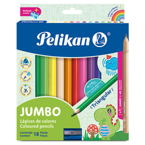 LAPICES DE COLOR PELIKAN JUMBO TRIANGULAR 5MM 18U