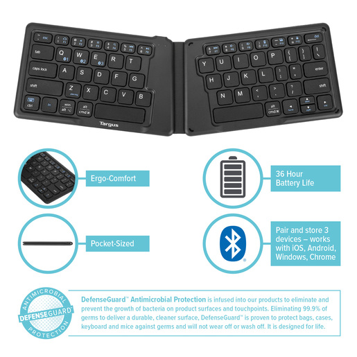 TECLADO TARGUS ANTIMICROBIAL ERGONOMICO BLUETOOTH