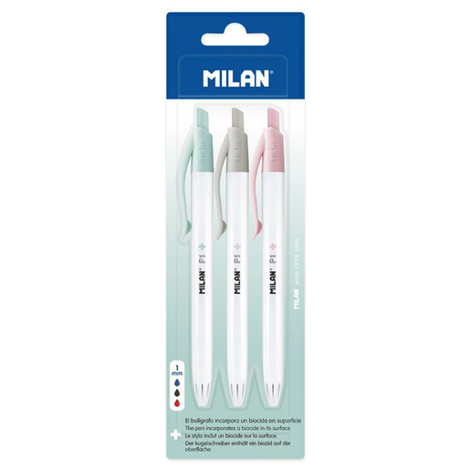 BOLIGRAFO MILAN P1 EDICION + 3U (AZUL, NEGRO Y ROJO)