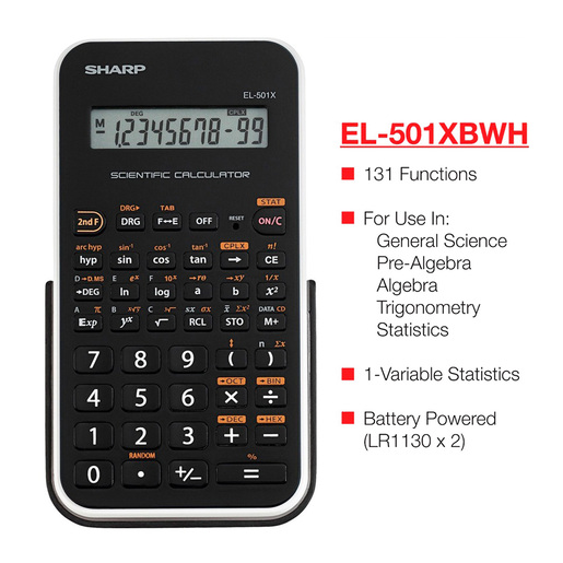 CALCULADORA SHARP CIENTIFICA, COLOR NEGRO EL-501X2BWH
