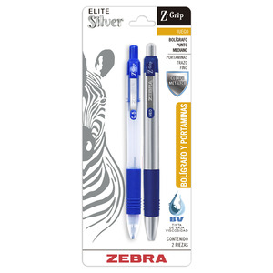 BOLIGRAFO Y PORTAMINAS 0.5MM ZEBRA ELITE SILVER 2U