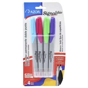 MARCADOR PERMANENTE SIGNAL DUO COLORES SURTIDOS 4U