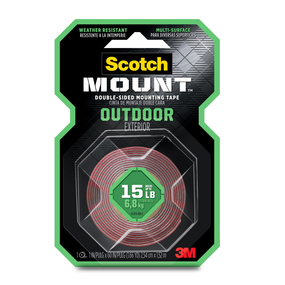 CINTA MONTAJE SCOTCH-MOUNT EXTERIOR 2.54CM X 1.52M
