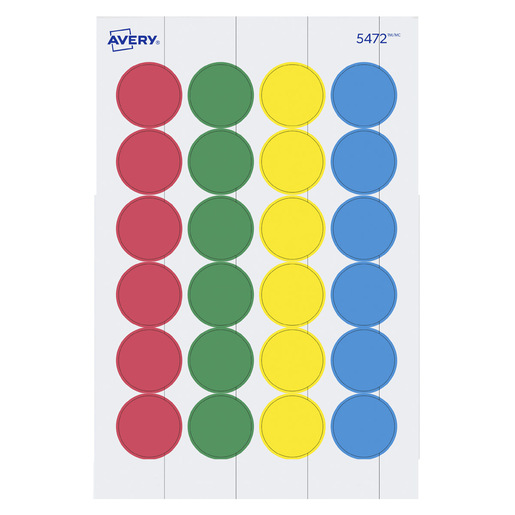 ETIQUETAS DE CÓDIGOS DE COLOR VARIOS COLORES LÁSER/INKJET 1.9 CM PAQ 1008