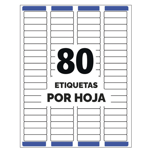 ETIQUETA BLANCA PERMANENTE INKJET 1.3 CM X 4.5 CM PAQ 2000