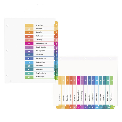 SEPARADOR PREDISEÑADO CON PESTAÑAS MULTICOLOR 1-15