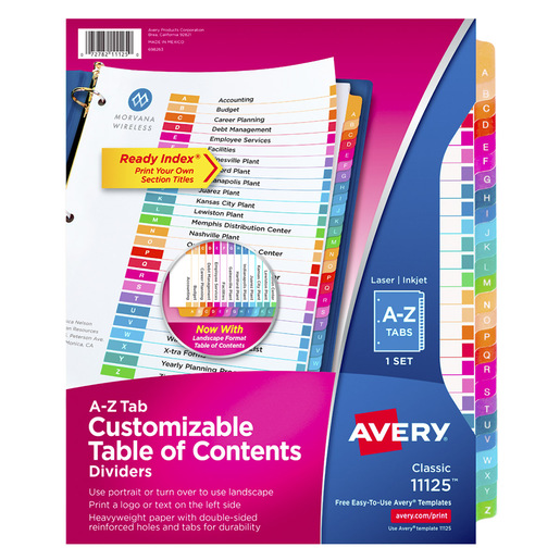 SEPARADOR PREDISEÑADO CON PESTAÑAS MULTICOLOR ALFABÉTICO