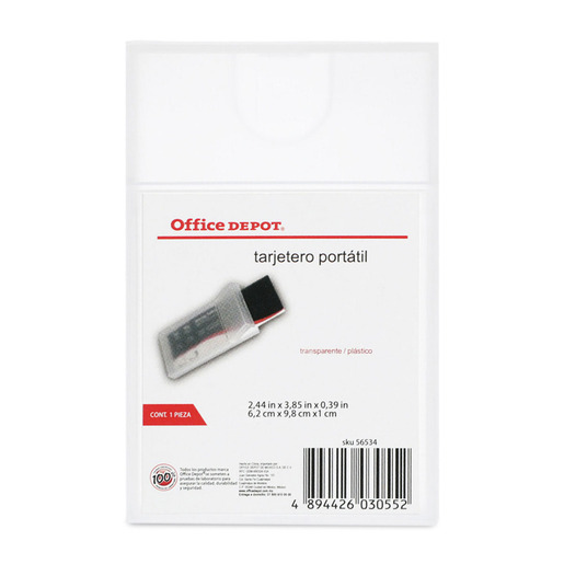 TARJETERO PORTATIL DE PLASTICO TRANSPARENTE 2.44X3.85X0.39IN